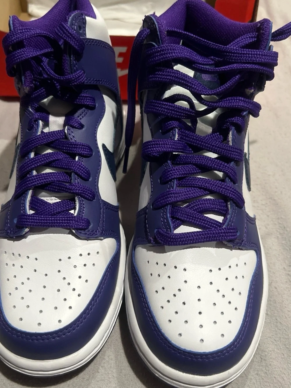Nike Kids High-Top Sneakers — Purple and White